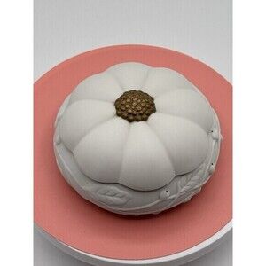 Russ Berrie Trinket Box White Ceramic With Leaves